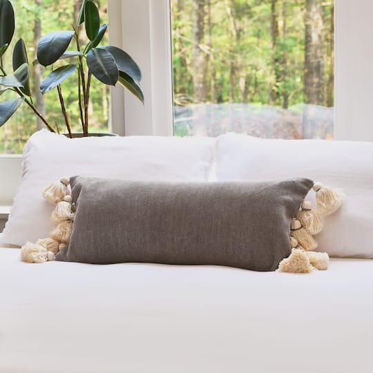 Hello Honey® Cotton Chenille Lumbar Pillow with Tassels